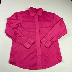 Foxcroft Wrinkle Free Button Down Shirt Pink Long Sleeve Workwear Top 6P PETITES